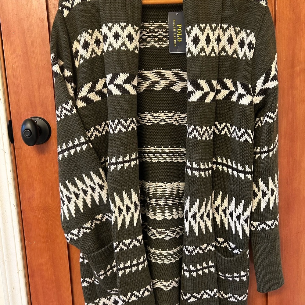 Polo by Ralph Lauren Women's Olive and Cream Cardigan